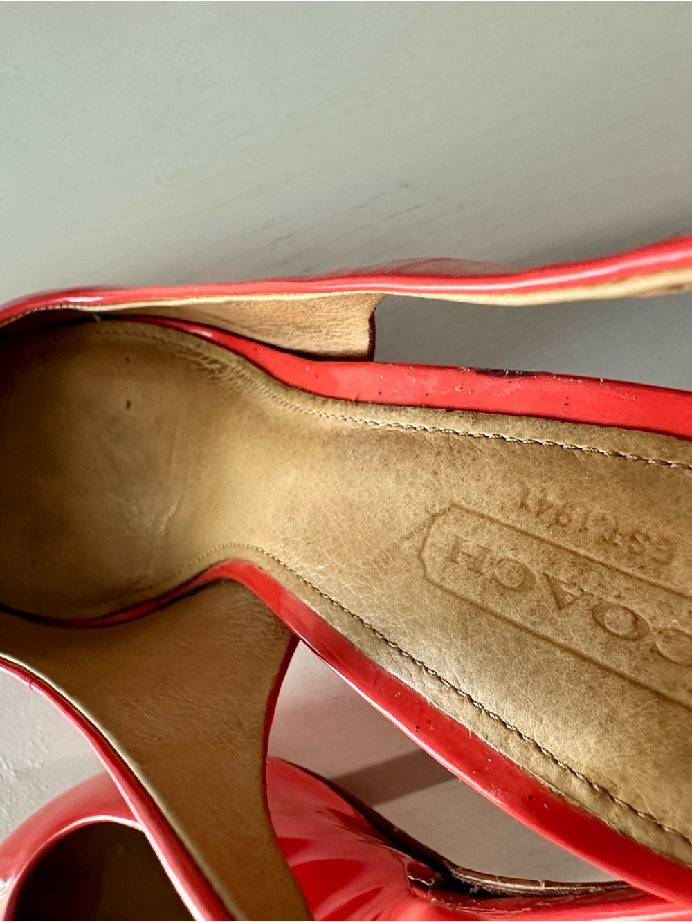 Coach Red Patent Slingback Pointed Pumps - Picture 3 of 7